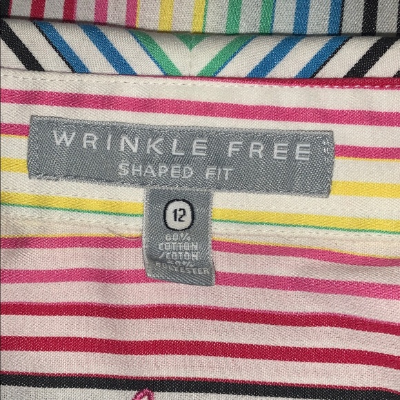 🌺 FOXCROFT Multicolored No-Iron Striped Shirt 12 - Picture 15 of 16